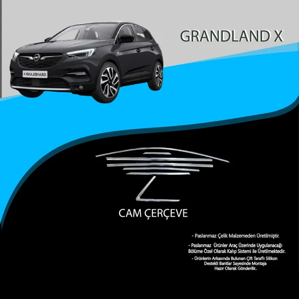 Opel Grandland X Krom Cam Çıtası Tam Tur 14 Parça 2017+ ürün görseli 1