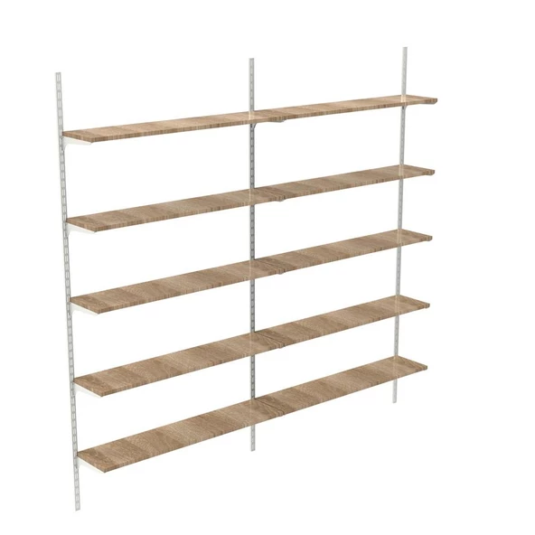 5 Katlı Duble Kitaplık - Ahşap Duvar Rafı, Dekoratif Raf  Beyaz 25x60 cm ürün görseli 1