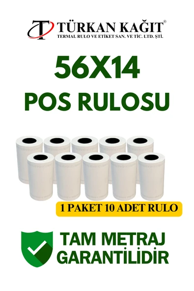 56x14 Termal Rulo - Yazarkasa Pos Rulosu 10 Paket 100 Adet ürün görseli 1