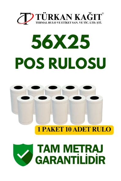 56x25 Termal Rulo 1 Paket 10 Adet Yazarkasa Pos Rulosu - Pos Kağıdı ürün görseli 1