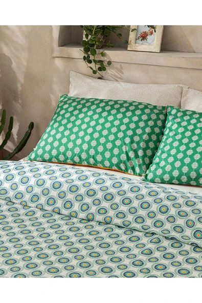 English Home Exotic Circles Baskılı Çift Kişilik Pike Koyu Yeşil ürün görseli 1