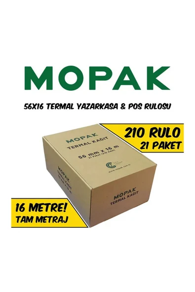 Mopak 56x16 Termal Rulo - Yazarkasa Pos Rulosu 1 Koli 210 Adet Rulo ürün görseli 1