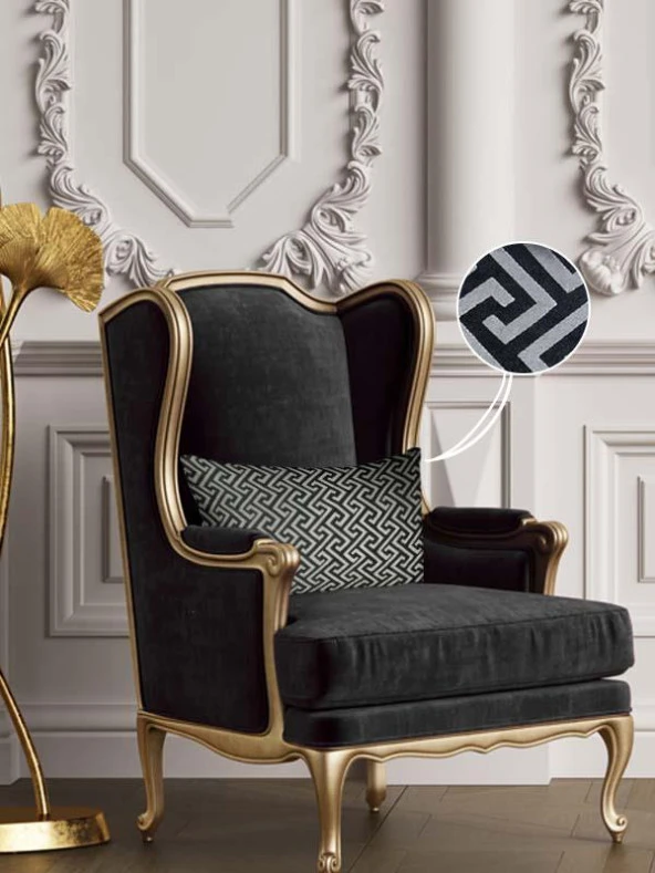 Mrs.Gugar Luxury Siyah Gri Dikdörtgen Kırlent Kılıfı ürün görseli 1