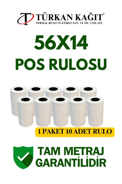 56x14 Termal Rulo - Yazarkasa Pos Rulosu 1 Paket 10 Adet ürün görseli 1