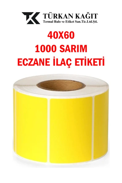 RULORULO 40x60 1000li Eczane Ilaç Tarif Etiketi Sarı Renk (1 RULO 1000 ETİKET) ürün görseli 1