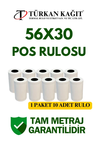 56x30 Termal Rulo - Yazarkasa Pos Rulosu 1 Paket 10 Adet ürün görseli 1