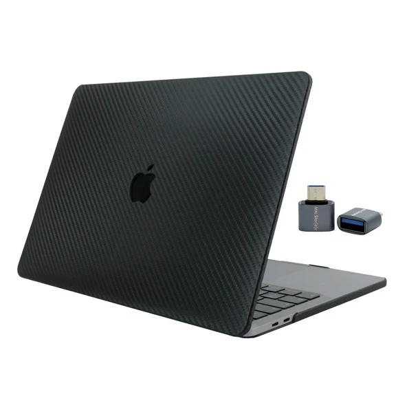 MacBook Pro 13 Karbon Fiber Sert Hard Case İnce Hafif Darbe Koruma Kapak USB-C M1-M2 Uyumlu ürün görseli 1