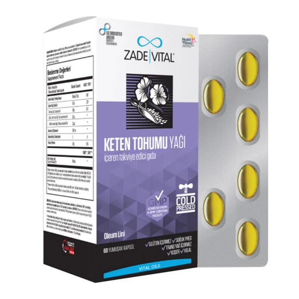 Zade Vital Keten Tohumu Yağı 625 mg 60 Kapsül ürün görseli 1
