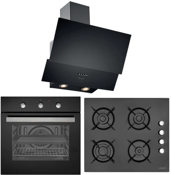EMİNÇELİK SİYAH CAM 6 PRG TURBO FANLI ANKASTRE SET ürün görseli 1