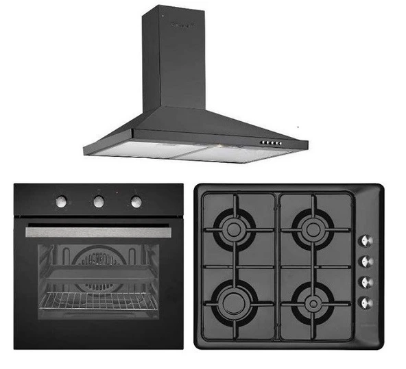 EMİNÇELİK SİYAH EMAYE EKO 6 PRG TURBO FANLI ANKASTRE SET ürün görseli 1