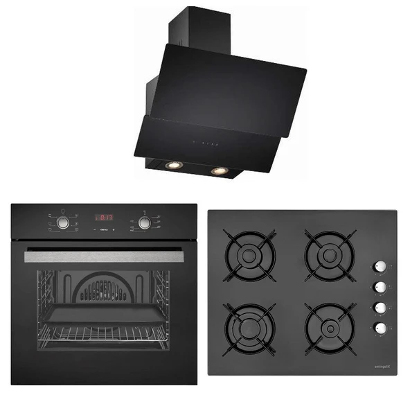 EMİNÇELİK DİJİTAL SİYAH CAM 6 PRG TURBO FANLI ANKASTRE SET ürün görseli 1