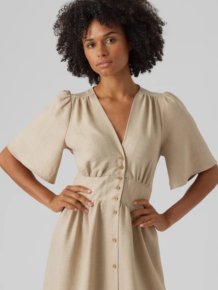 Only Vero Moda 10304133 Kadin Elbise - Bej - Resim 6