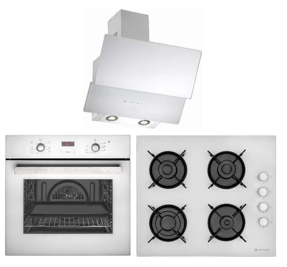EMİNÇELİK DİJİTAL BEYAZ CAM 6 PRG TURBO FANLI ANKASTRE SET ürün görseli 1
