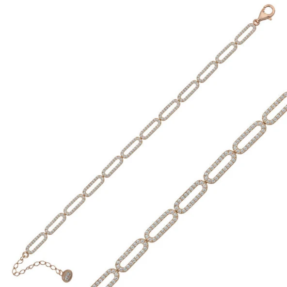 Gümüş Rose Oval Taşlı Bayan Bileklik - Resim 12