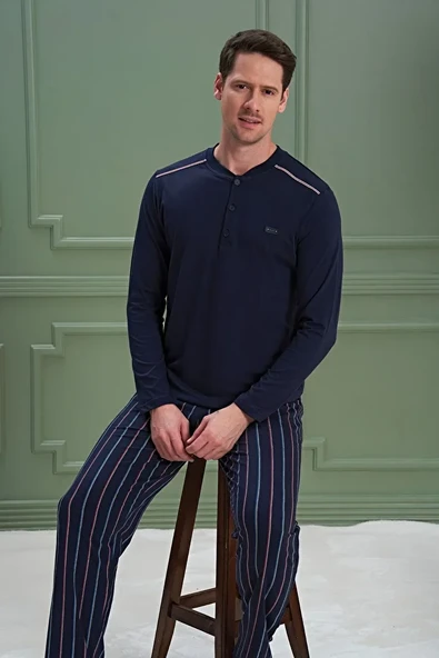 Lacivert Erkek Pijama Takımı XL  Beden ürün görseli 1
