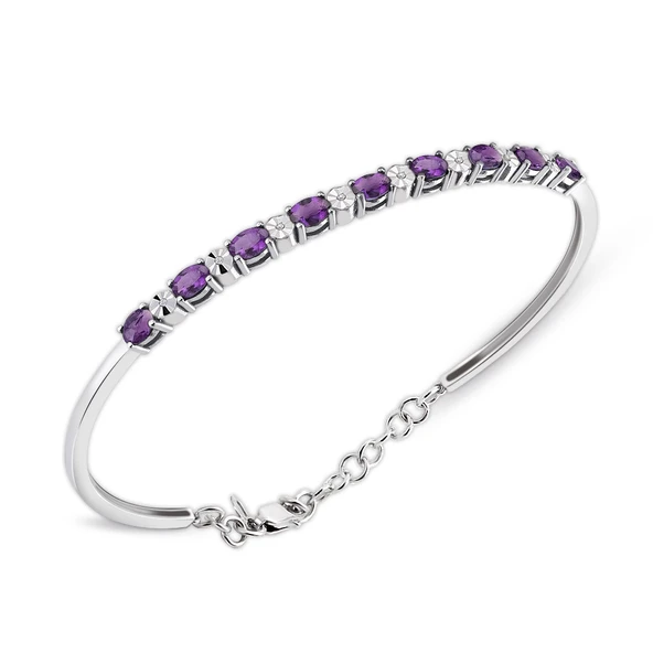 2.10 Ct Pırlantalı Oval Ametist Bilezik ürün görseli 1