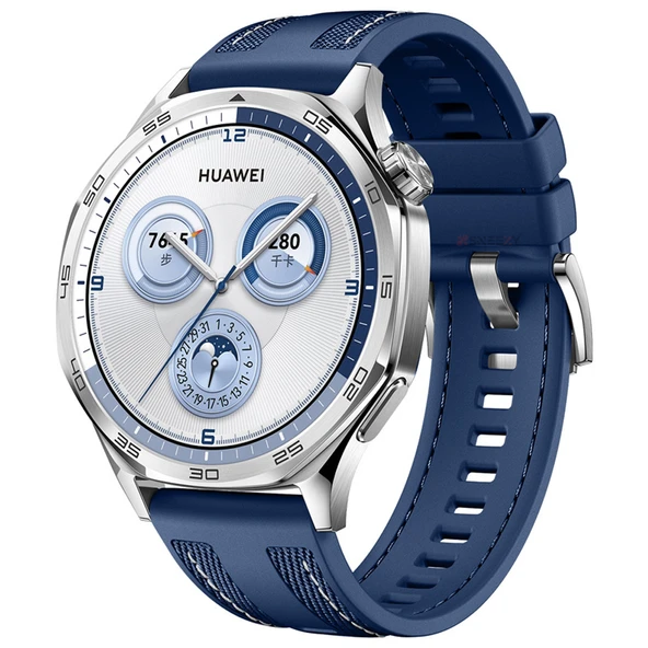 Sneezy Huawei Watch GT5 46mm ile Uyumlu Metal Tokalı Dikiş Detaylı Şık Dokuma Silikon Kordon  Lacivert ürün görseli 1