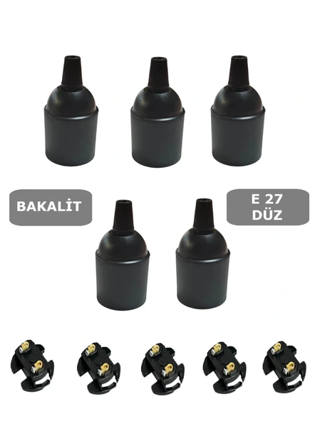 İtalyan E27 Duy - Vidalı Düz Duy (Bakalit) (250V 4A) 5 Adet ürün görseli 1