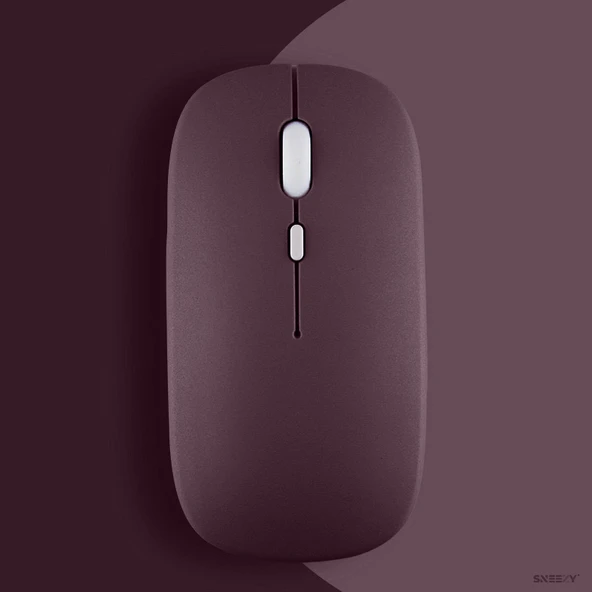 Apple Macbook Şarj Edilebilir Sessiz Mouse Bluetooth + 2.4Hz Wifi Kablosuz Mouse Fare  Mürdüm ürün görseli 1