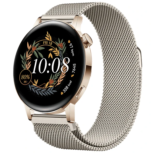Huawei Watch GT3 42mm GT2 42mm Uyumlu Kordon Manyetik Milanese Loop Metal Kordon  Starlight ürün görseli 1