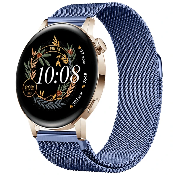 Huawei Watch GT3 42mm GT2 42mm Uyumlu Kordon Manyetik Milanese Loop Metal Kordon  Lacivert ürün görseli 1