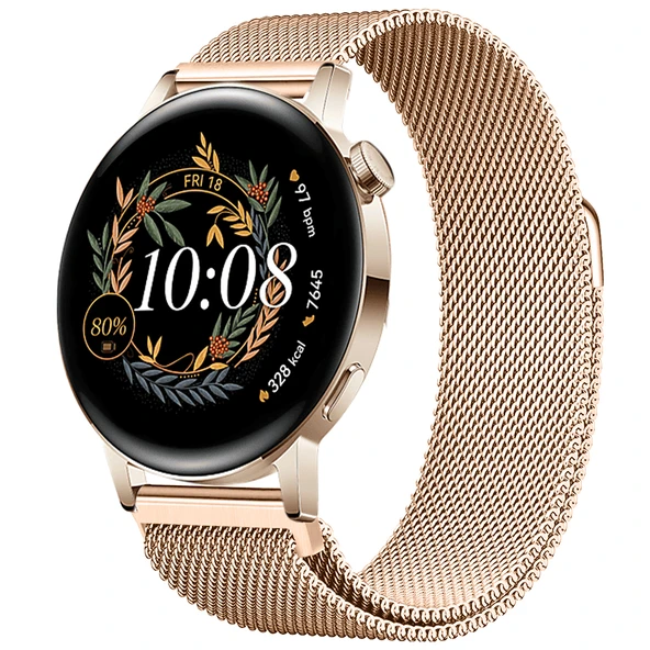 Huawei Watch GT3 42mm GT2 42mm Uyumlu Kordon Manyetik Milanese Loop Metal Kordon  Rose Gold ürün görseli 1