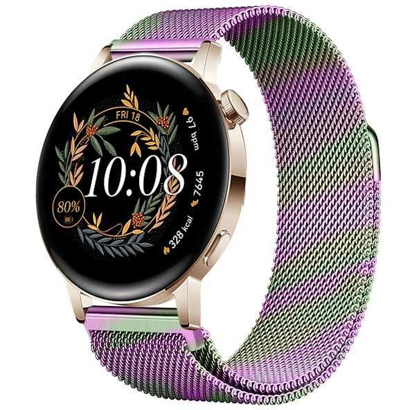 Huawei Watch GT3 42mm GT2 42mm Uyumlu Kordon Manyetik Milanese Loop Metal Kordon  Rainbow ürün görseli 1
