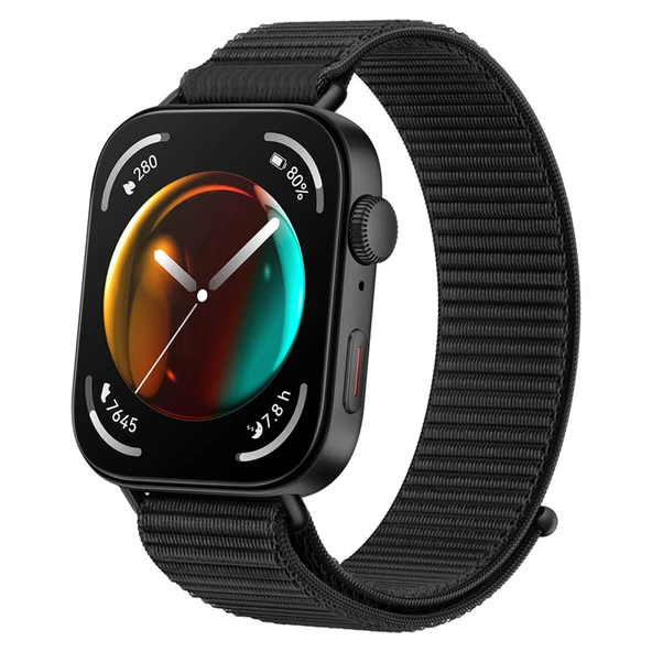Huawei Watch Fit 4 Fit 4 Pro Fit 3 Uyumlu Ayarlanabilir Cırt Cırtlı Yumuşak Spor Kumaş Örgü Kordon  Siyah ürün görseli 1