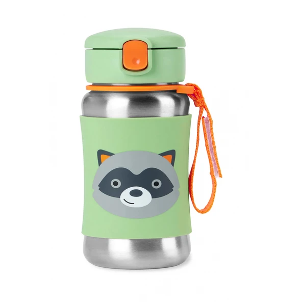 Skip Hop Zoo Pipetli Paslanmaz Çelik Suluk 350 Ml Rakun ürün görseli 1