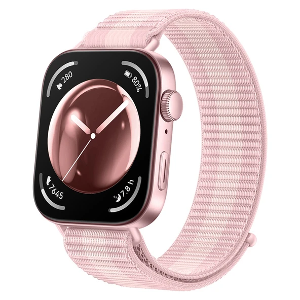 Huawei Watch Fit 4 Fit 4 Pro Fit 3 Uyumlu Ayarlanabilir Cırt Cırtlı Yumuşak Spor Kumaş Örgü Kordon  Pembe ürün görseli 1