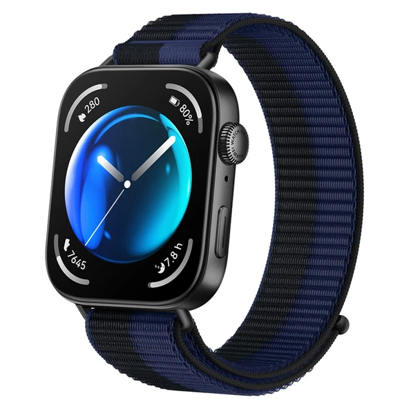 Huawei Watch Fit 4 Fit 4 Pro Fit 3 Uyumlu Ayarlanabilir Cırt Cırtlı Yumuşak Spor Kumaş Örgü Kordon  Lacivert ürün görseli 1