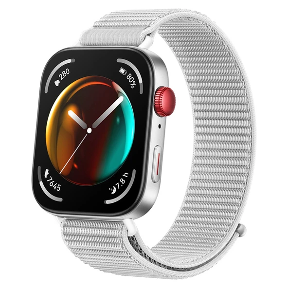 Huawei Watch Fit 4 Fit 4 Pro Fit 3 Uyumlu Ayarlanabilir Cırt Cırtlı Yumuşak Spor Kumaş Örgü Kordon  Beyaz ürün görseli 1