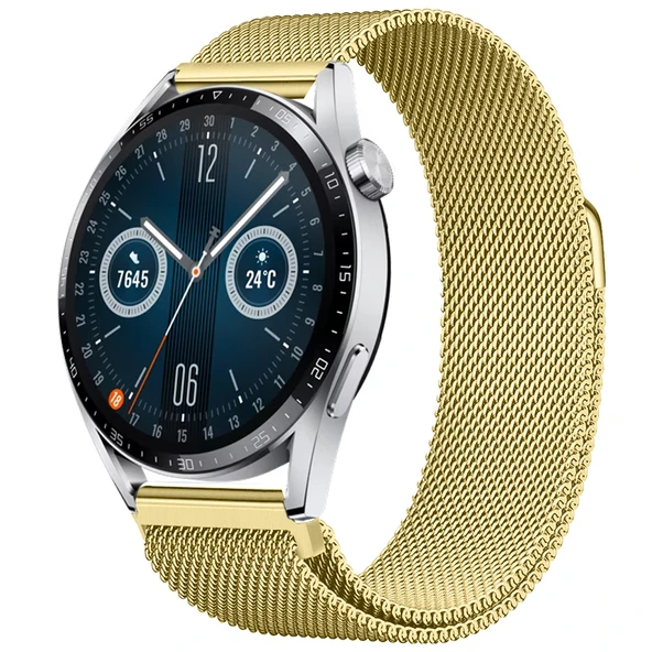 Huawei Watch GT3 46mm GT3 Pro 46mm Gt2 46mm Gt2 Pro 46mm Uyumlu Manyetik Milanese Loop Metal Kordon  Gold ürün görseli 1