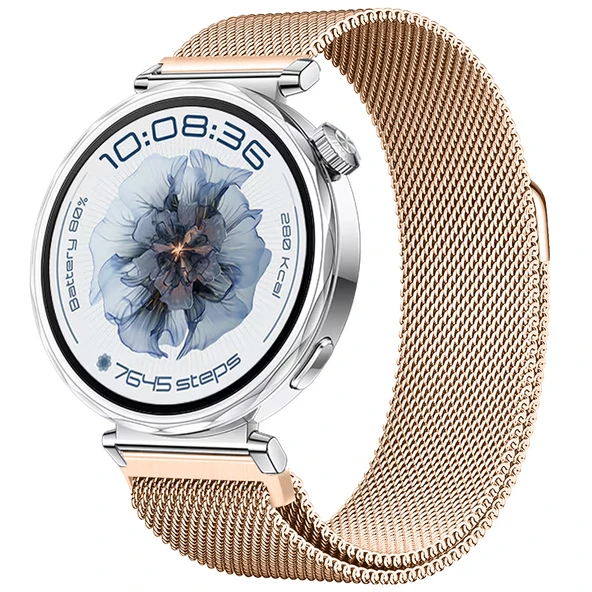 Huawei Watch GT5 41mm Uyumlu Manyetik Milanese Loop Metal Kordon  Rose Gold ürün görseli 1