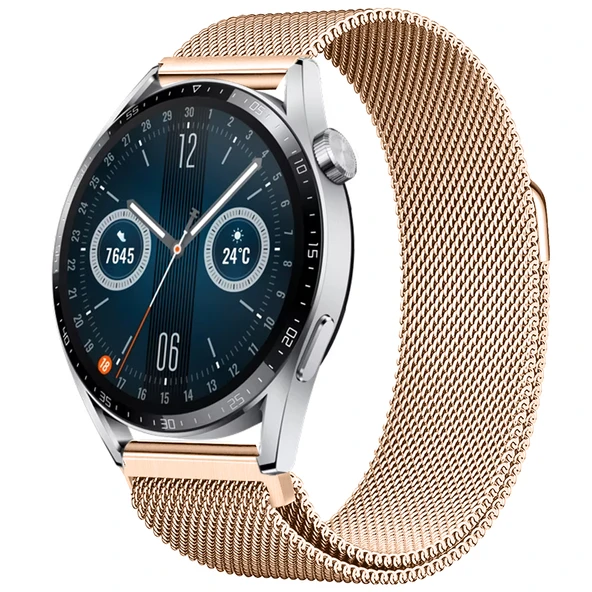Huawei Watch GT3 46mm GT3 Pro 46mm Gt2 46mm Gt2 Pro 46mm Uyumlu Manyetik Milanese Loop Metal Kordon  Rose Gold ürün görseli 1