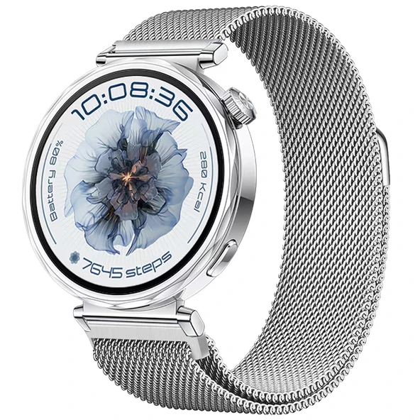 Huawei Watch GT5 41mm Uyumlu Manyetik Milanese Loop Metal Kordon  Gümüş ürün görseli 1