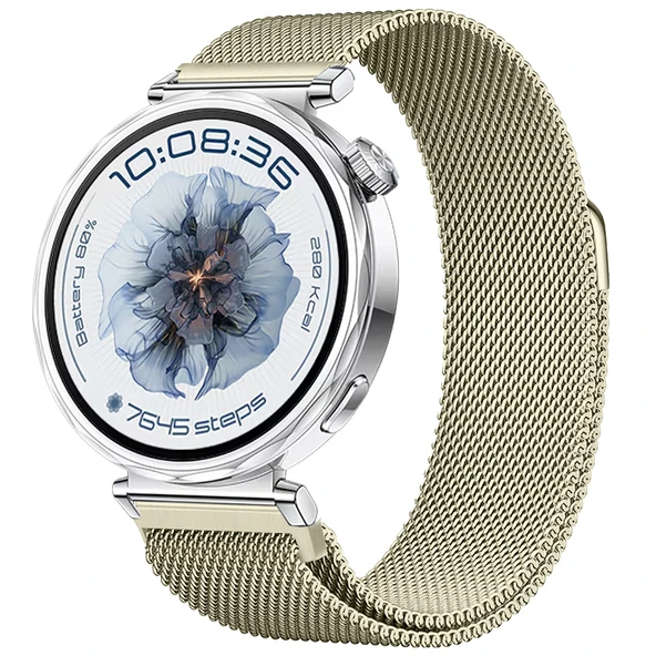 Huawei Watch GT5 41mm Uyumlu Manyetik Milanese Loop Metal Kordon  Retro Gold ürün görseli 1