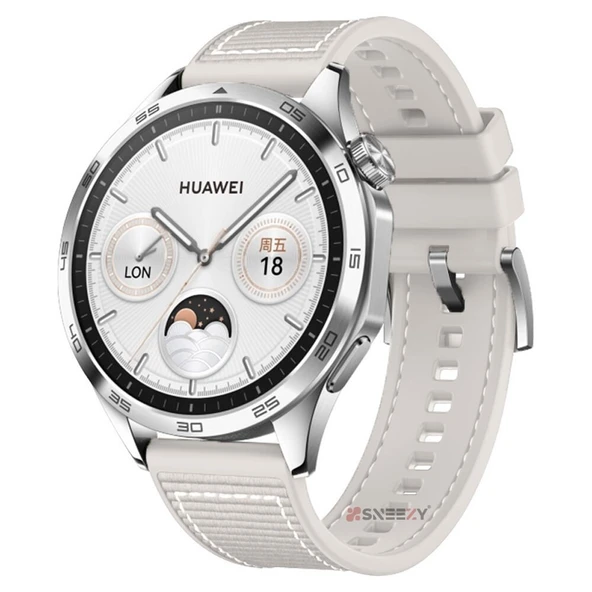 Sneezy Huawei Watch Gt4 46mm İle Uyumlu 22mm Dikiş Desenli Dokuma Silikon Kordon  Starlight ürün görseli 1