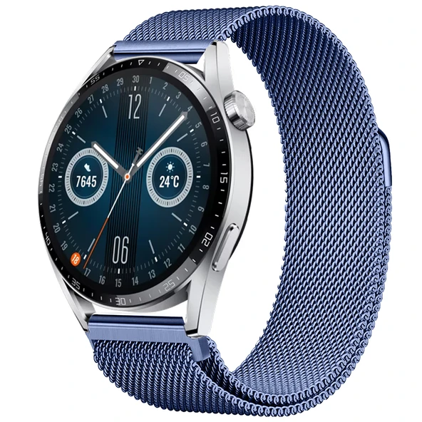 Huawei Watch GT3 46mm GT3 Pro 46mm Gt2 46mm Gt2 Pro 46mm Uyumlu Manyetik Milanese Loop Metal Kordon  Lacivert ürün görseli 1