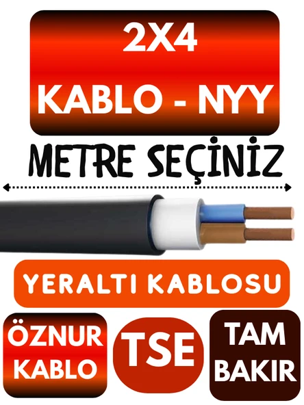 Öznur 2X4 NYY (Yeraltı Kablosu) Metre Seçenekli ürün görseli 1