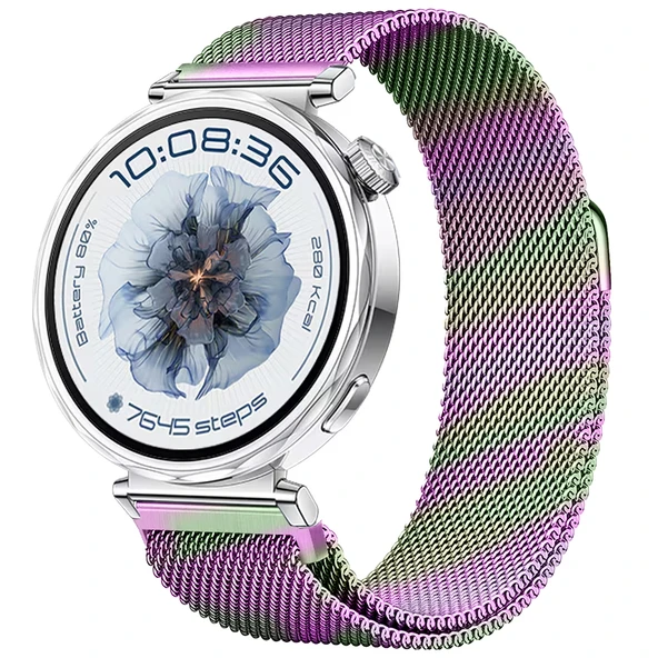 Huawei Watch GT5 41mm Uyumlu Manyetik Milanese Loop Metal Kordon  Rainbow ürün görseli 1