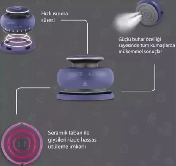 Altus Pratik Buharlı Ütü 1400W Lacivert - Resim 2