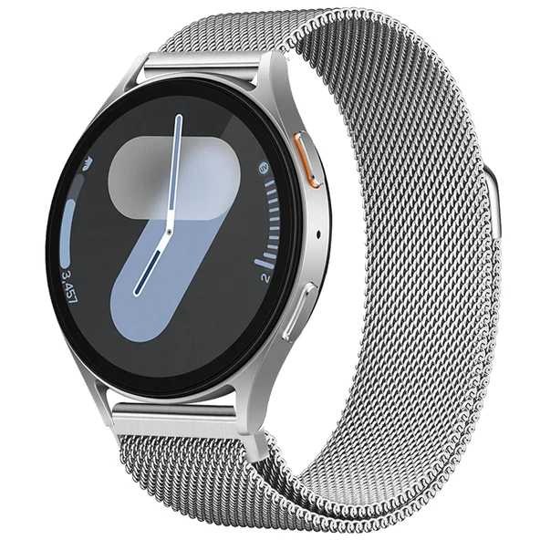 Samsung Galaxy Watch 4 5 6 7 Seri 40 42 43 44 46 47mm Uyumlu Manyetik Milanese Loop Metal Kordon  Gümüş ürün görseli 1
