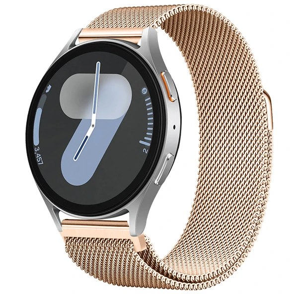 Samsung Galaxy Watch 4 5 6 7 Seri 40 42 43 44 46 47mm Uyumlu Manyetik Milanese Loop Metal Kordon  Rose Gold ürün görseli 1