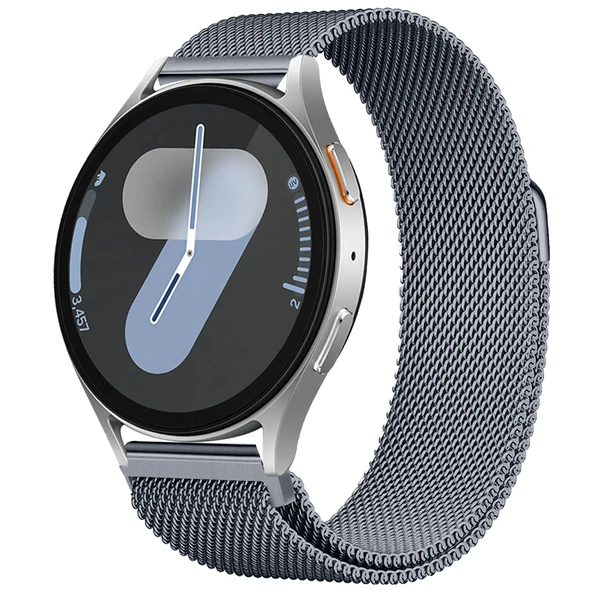 Samsung Galaxy Watch 4 5 6 7 Seri 40 42 43 44 46 47mm Uyumlu Manyetik Milanese Loop Metal Kordon  Koyu Gri ürün görseli 1