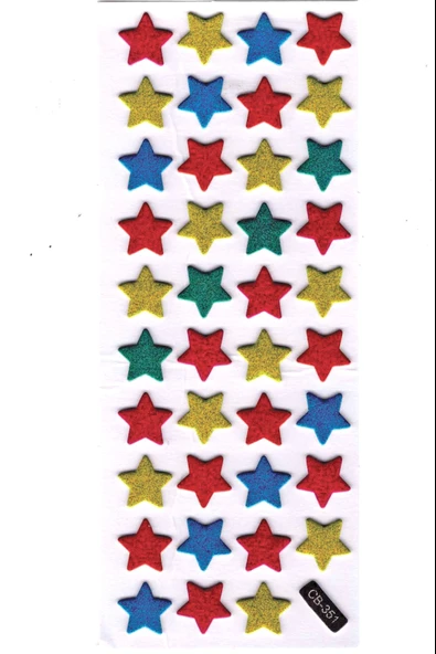 Sticker Kabartmalı Sticker Defter Planlayıcı Etiket (cb351) 16x7 cm- Mini Renkli Yıldızlar ürün görseli 1