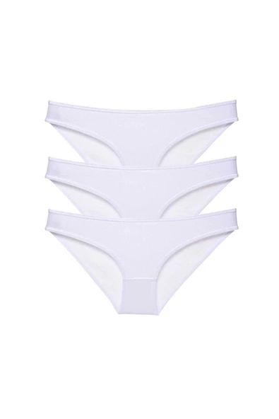 3 adet Süper Eko Set Likralı Kadın Slip Külot Beyaz ürün görseli 1