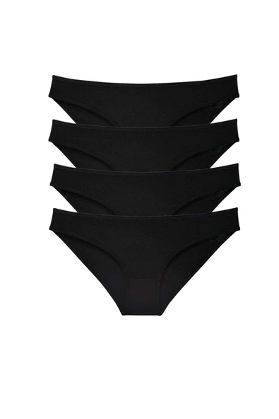 4 adet Süper Eko Set Likralı Kadın Slip Külot Siyah ürün görseli 1