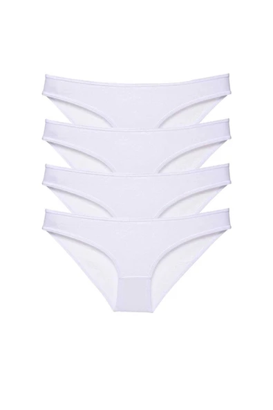4 adet Süper Eko Set Likralı Kadın Slip Külot Beyaz ürün görseli 1