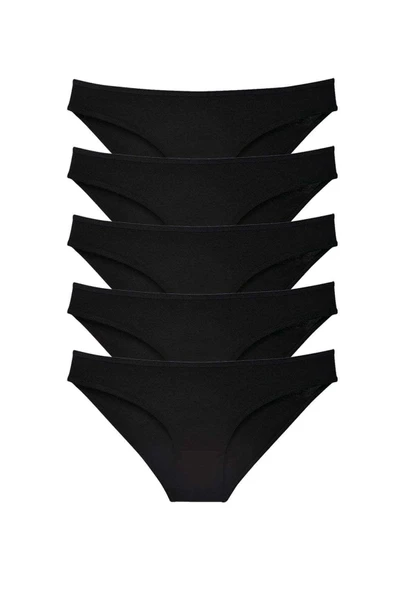 5 adet Süper Eko Set Likralı Kadın Slip Külot Siyah ürün görseli 1